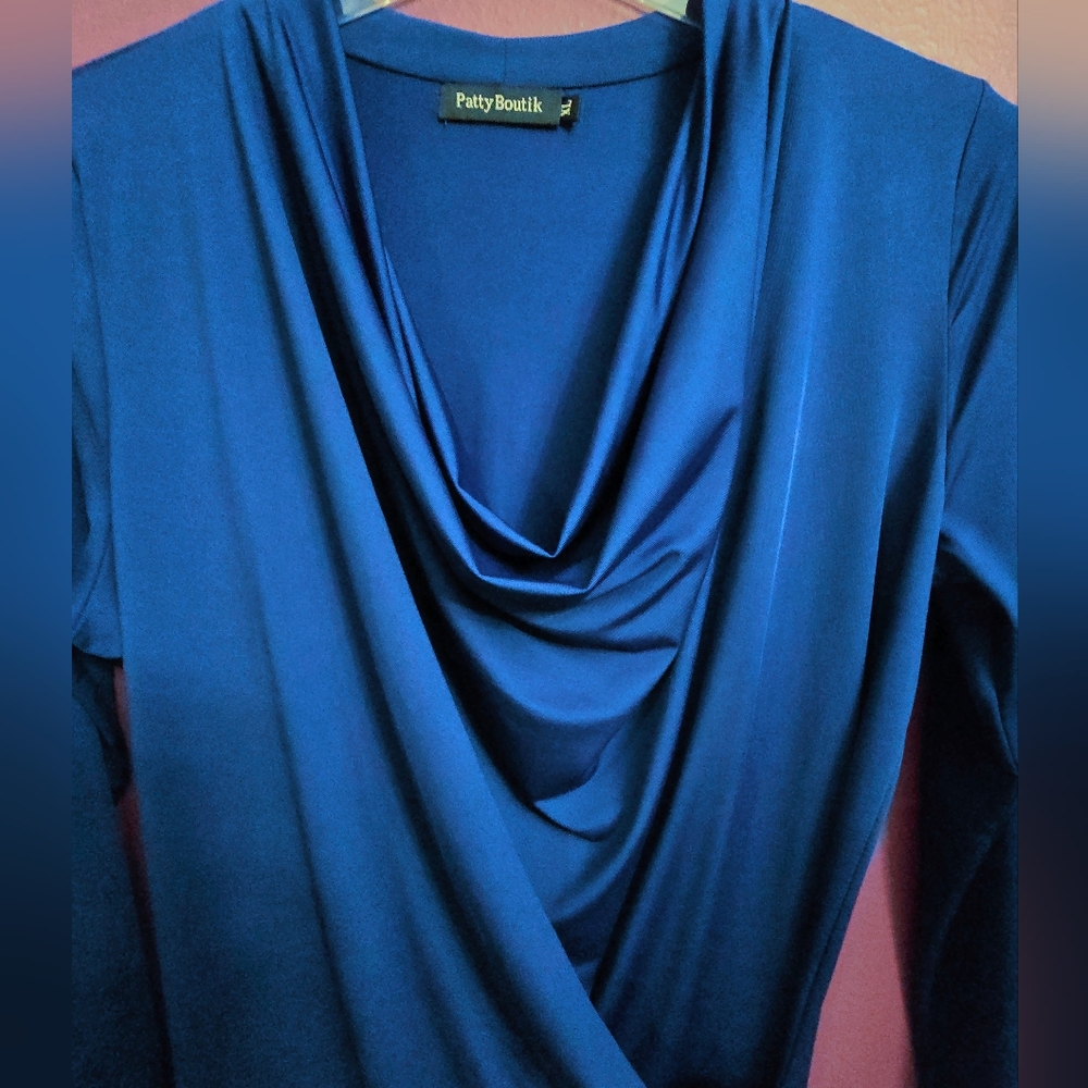 Rich Cobalt Blue Patty Boutik Women's XL Draped Top